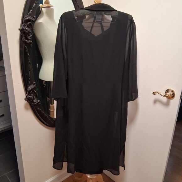 KARIN STEVENS KSL Vintage Black Embroidered Duster, Pants & Top 3 pc Set sz - Picture 4 of 9